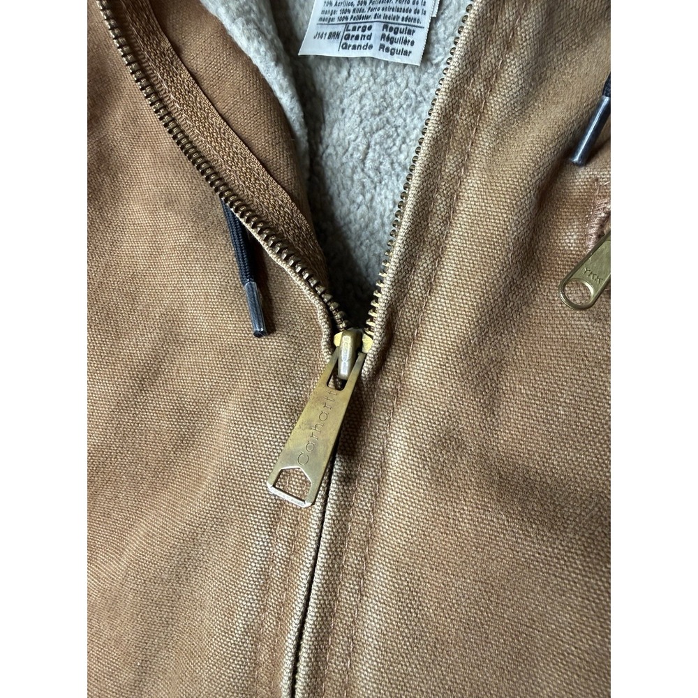 Vintage 2005 Carhartt J141 BRN Sierra Jacket Large Regular Sherpa Lined Hooded - Picture 5 of 7